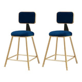 Grey Modern Gold Iron Velvet Tall Bar Stool with Cushion Image - 15