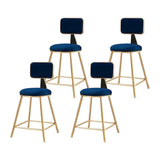 Grey Modern Gold Iron Velvet Tall Bar Stool with Cushion Image - 16