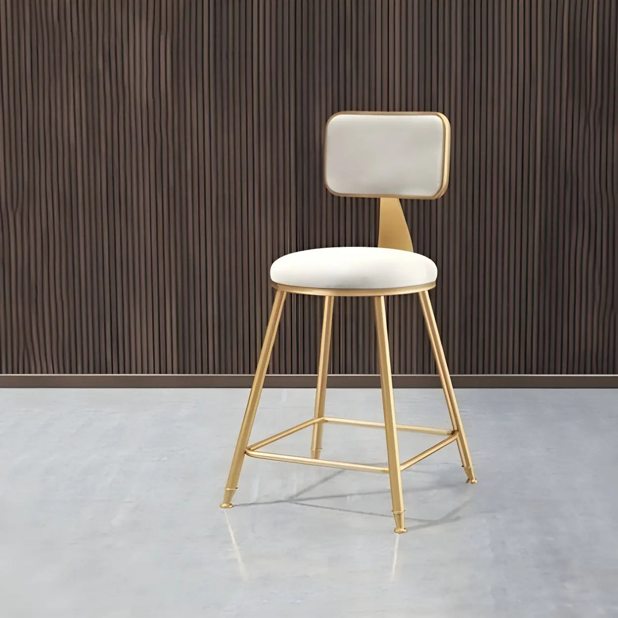Grey Modern Gold Iron Velvet Tall Bar Stool with Cushion Image - 18