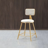 Grey Modern Gold Iron Velvet Tall Bar Stool with Cushion Image - 18