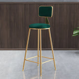 Grey Modern Gold Iron Velvet Tall Bar Stool with Cushion Image - 2