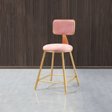 Grey Modern Gold Iron Velvet Tall Bar Stool with Cushion Image - 21