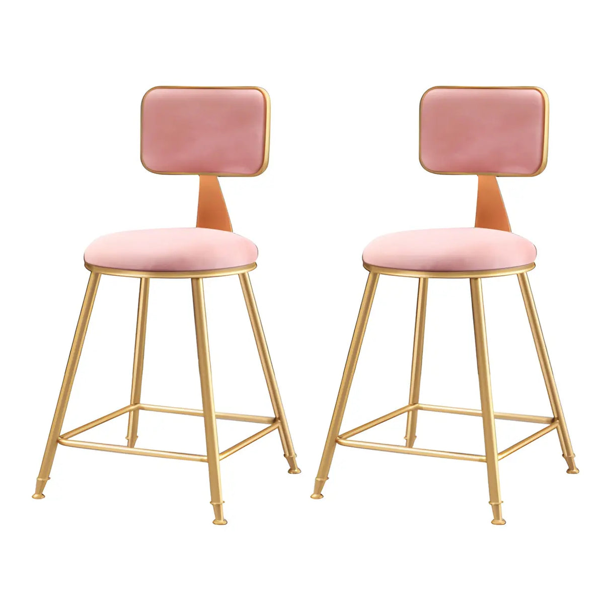 Grey Modern Gold Iron Velvet Tall Bar Stool with Cushion Image - 22
