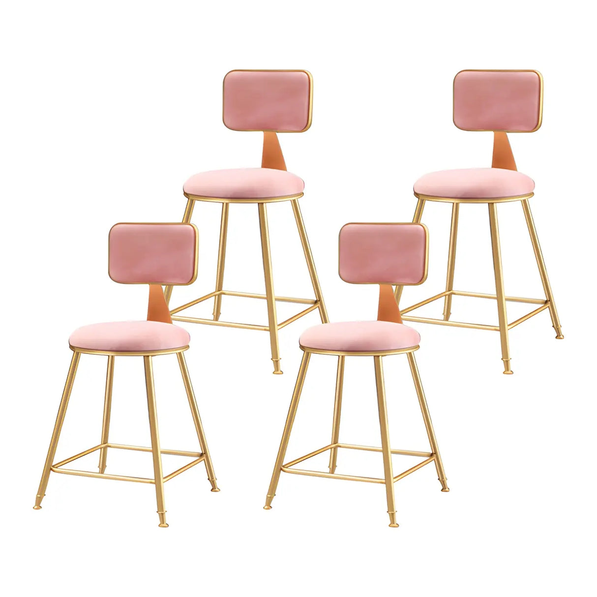 Grey Modern Gold Iron Velvet Tall Bar Stool with Cushion Image - 23