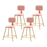 Grey Modern Gold Iron Velvet Tall Bar Stool with Cushion Image - 23