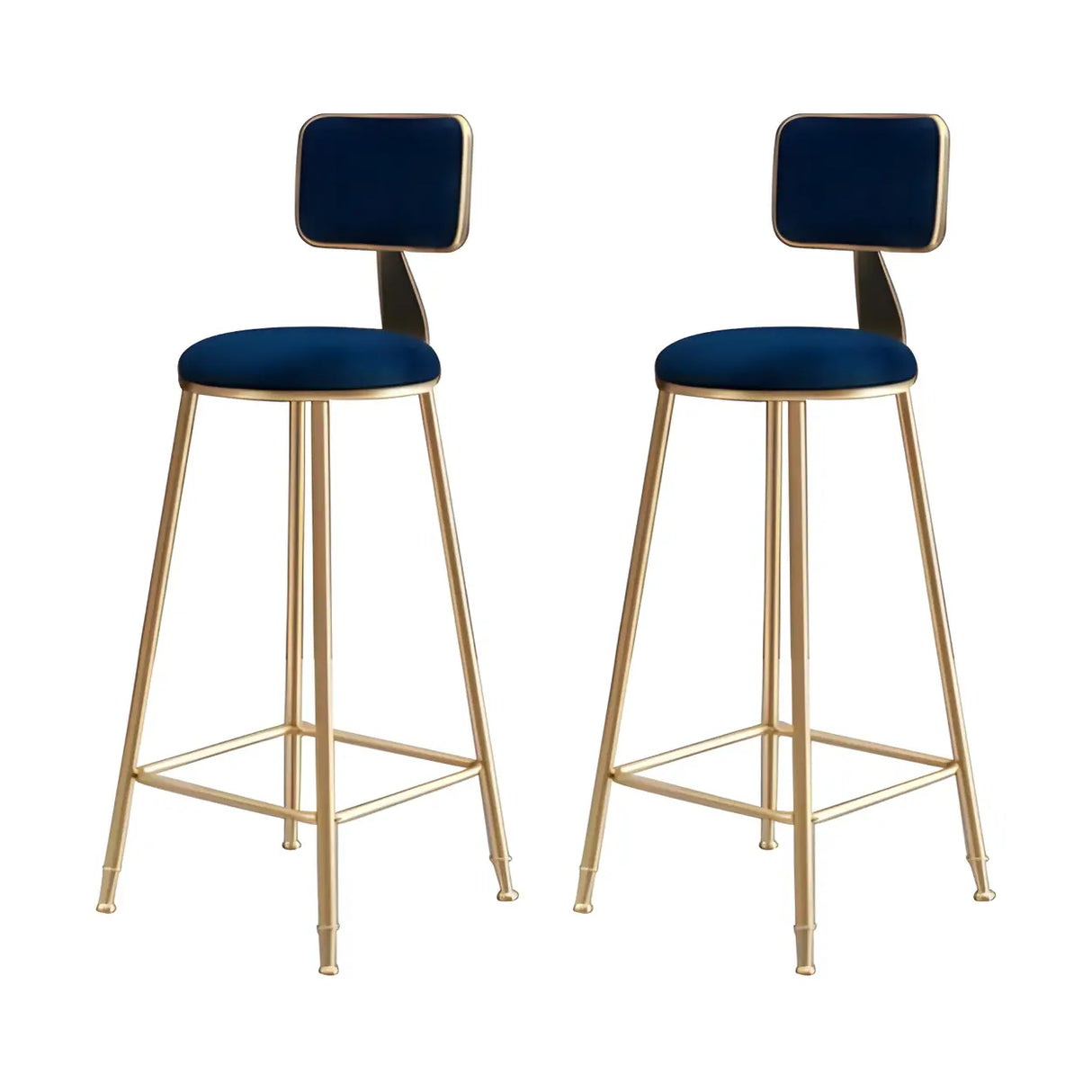 Grey Modern Gold Iron Velvet Tall Bar Stool with Cushion Image - 30