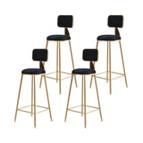 Grey Modern Gold Iron Velvet Tall Bar Stool with Cushion Image - 37