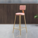 Grey Modern Gold Iron Velvet Tall Bar Stool with Cushion Image - 38