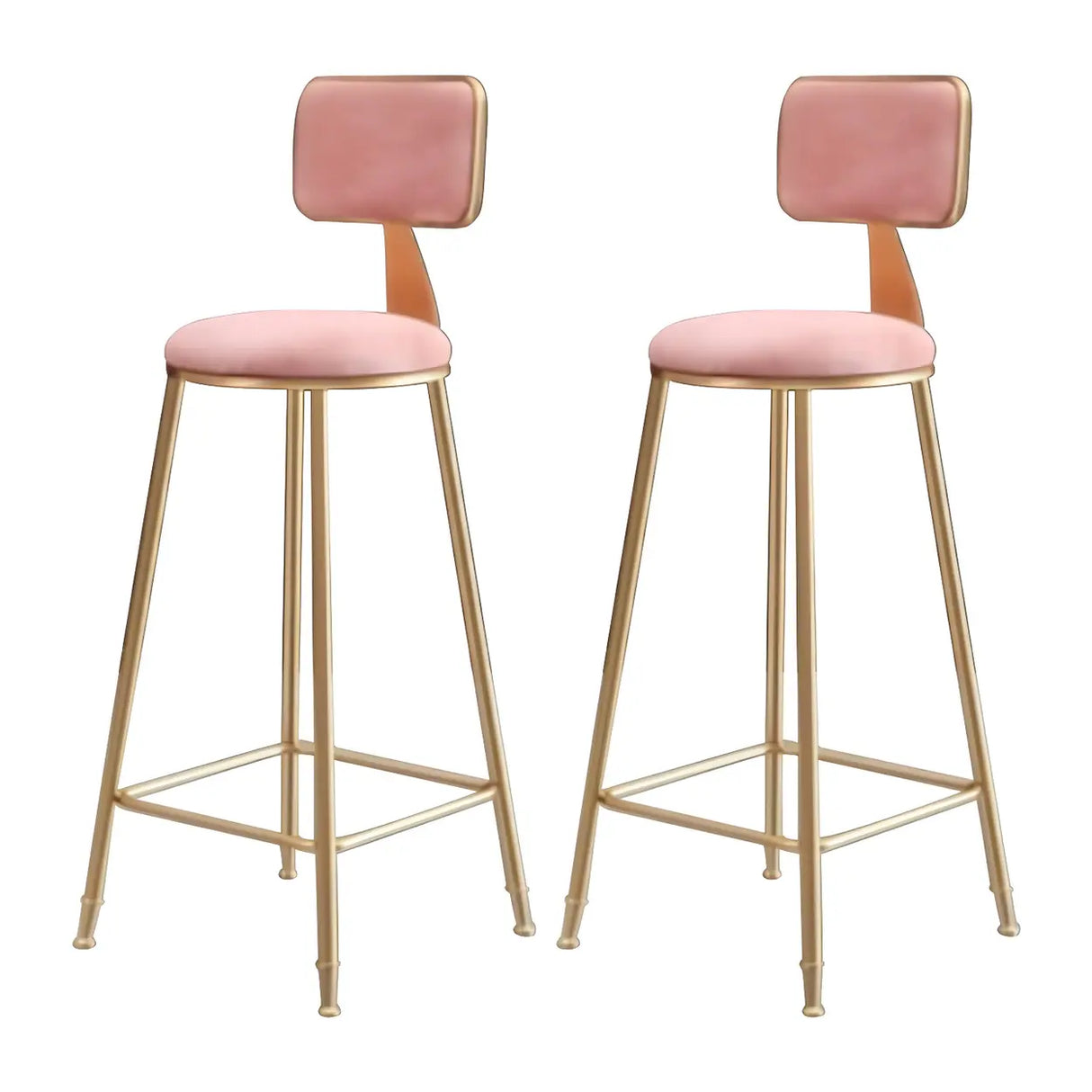 Grey Modern Gold Iron Velvet Tall Bar Stool with Cushion Image - 39