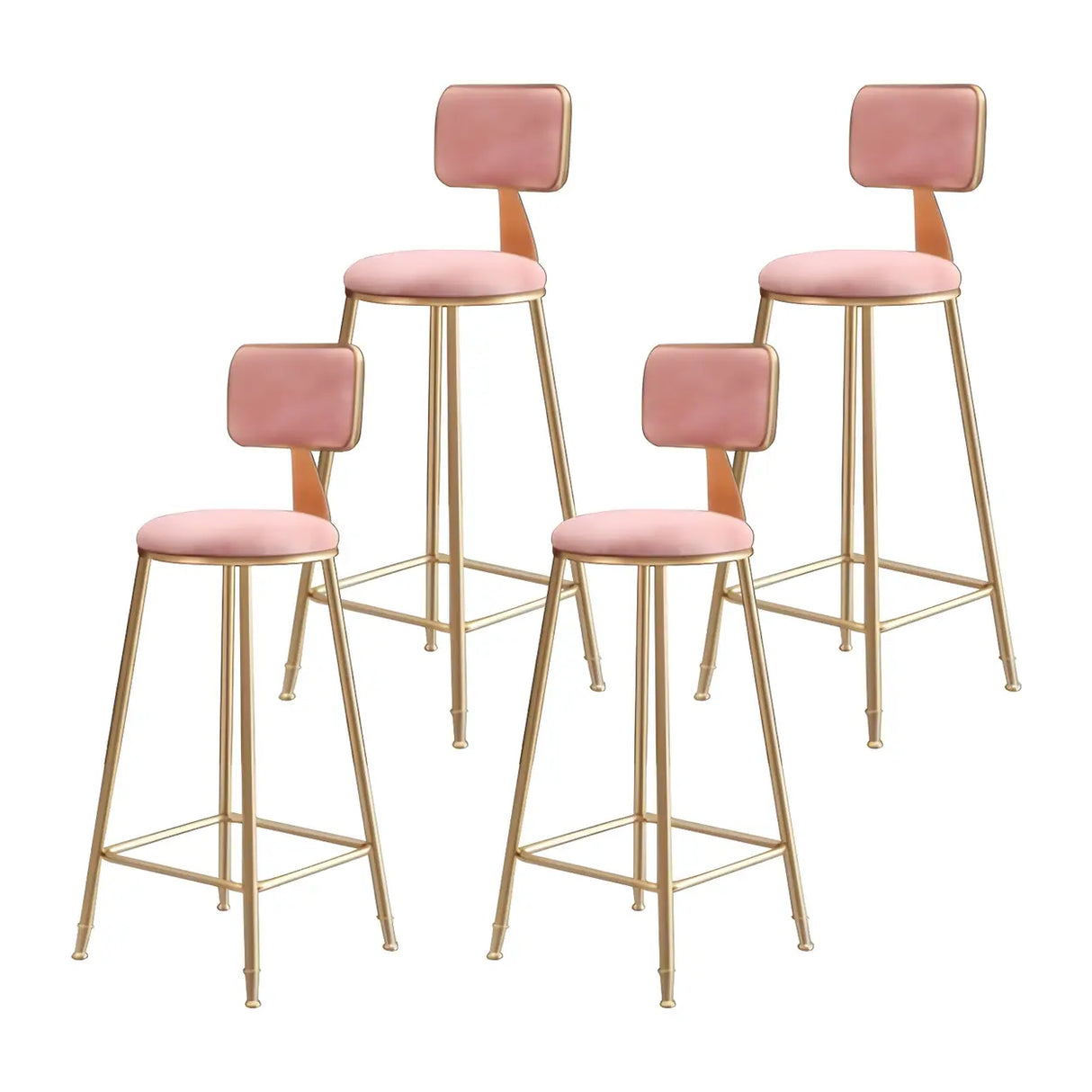 Grey Modern Gold Iron Velvet Tall Bar Stool with Cushion Image - 40