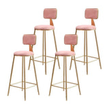 Grey Modern Gold Iron Velvet Tall Bar Stool with Cushion Image - 40