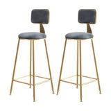 Grey Modern Gold Iron Velvet Tall Bar Stool with Cushion Image - 42