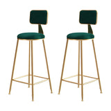 Grey Modern Gold Iron Velvet Tall Bar Stool with Cushion Image - 44