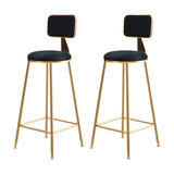 Grey Modern Gold Iron Velvet Tall Bar Stool with Cushion Image - 47