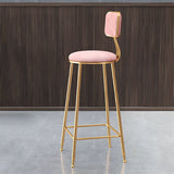 Grey Modern Gold Iron Velvet Tall Bar Stool with Cushion Image - 52