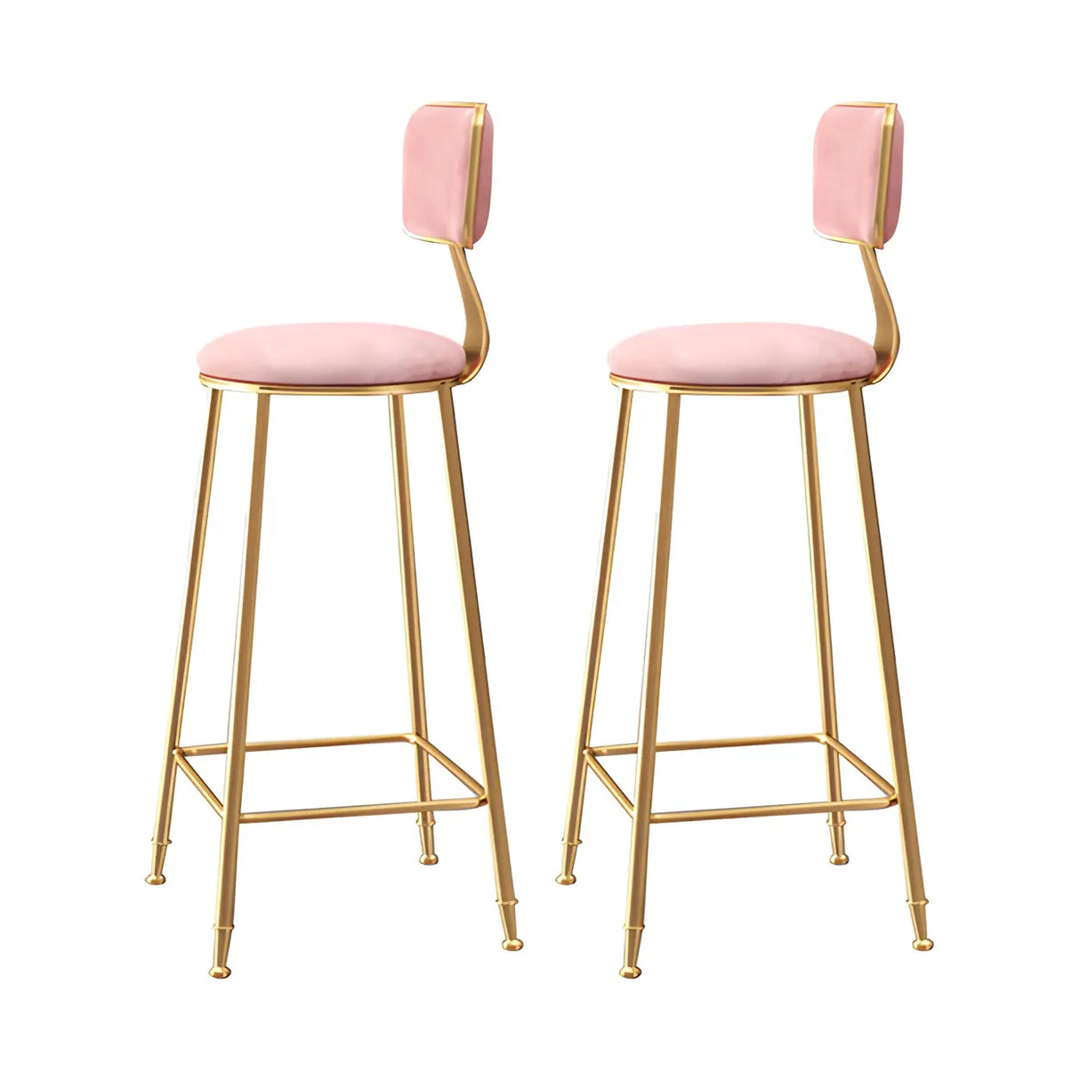 Grey Modern Gold Iron Velvet Tall Bar Stool with Cushion Image - 53