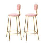 Grey Modern Gold Iron Velvet Tall Bar Stool with Cushion Image - 53