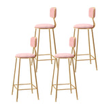 Grey Modern Gold Iron Velvet Tall Bar Stool with Cushion Image - 54