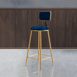 Grey Modern Gold Iron Velvet Tall Bar Stool with Cushion Image - 55