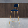 Grey Modern Gold Iron Velvet Tall Bar Stool with Cushion Image - 55