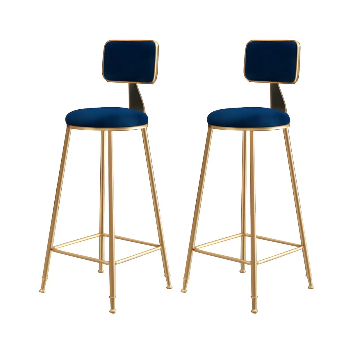 Grey Modern Gold Iron Velvet Tall Bar Stool with Cushion Image - 56