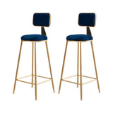 Grey Modern Gold Iron Velvet Tall Bar Stool with Cushion Image - 56