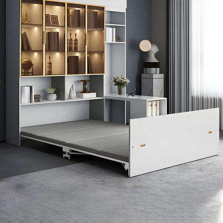 Grey Queen Convertible Metal Folding Bed with Mattress Image - 1