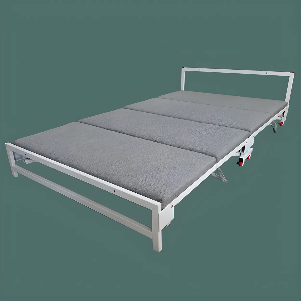 Grey Queen Convertible Metal Folding Bed with Mattress Image - 2