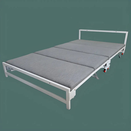 Grey Queen Convertible Metal Folding Bed with Mattress Image - 2