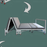 Grey Queen Convertible Metal Folding Bed with Mattress Image - 4