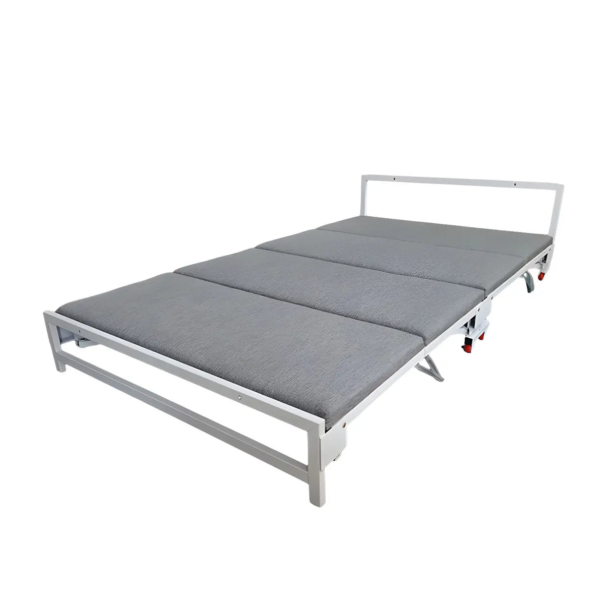 Grey Queen Convertible Metal Folding Bed with Mattress Image - 5