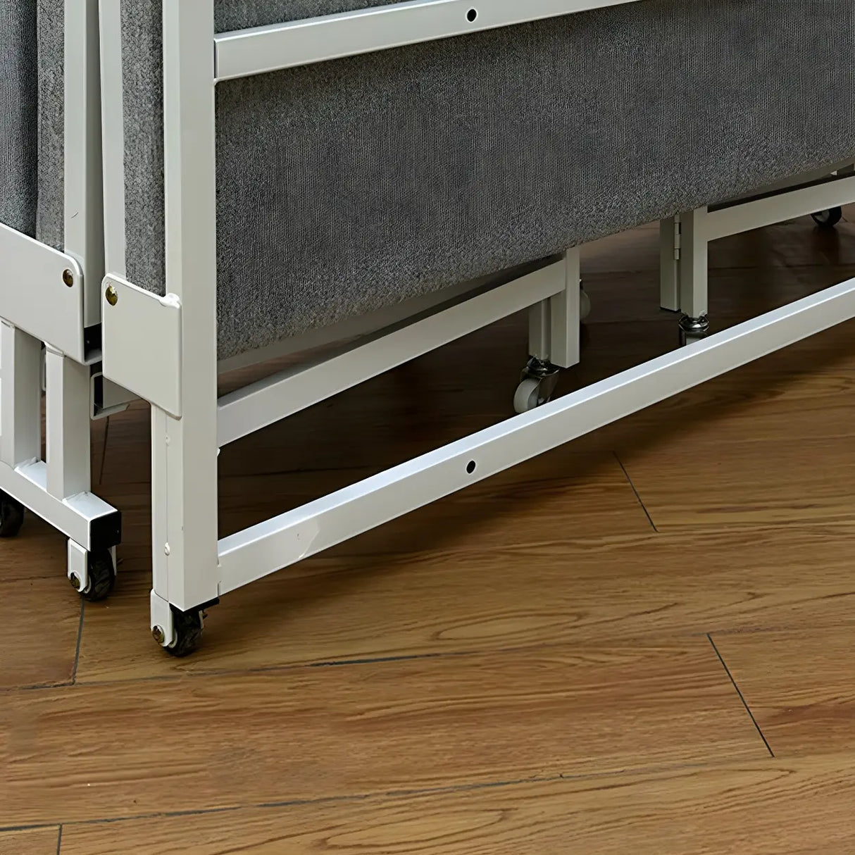Grey Queen Convertible Metal Folding Bed with Mattress Image - 6