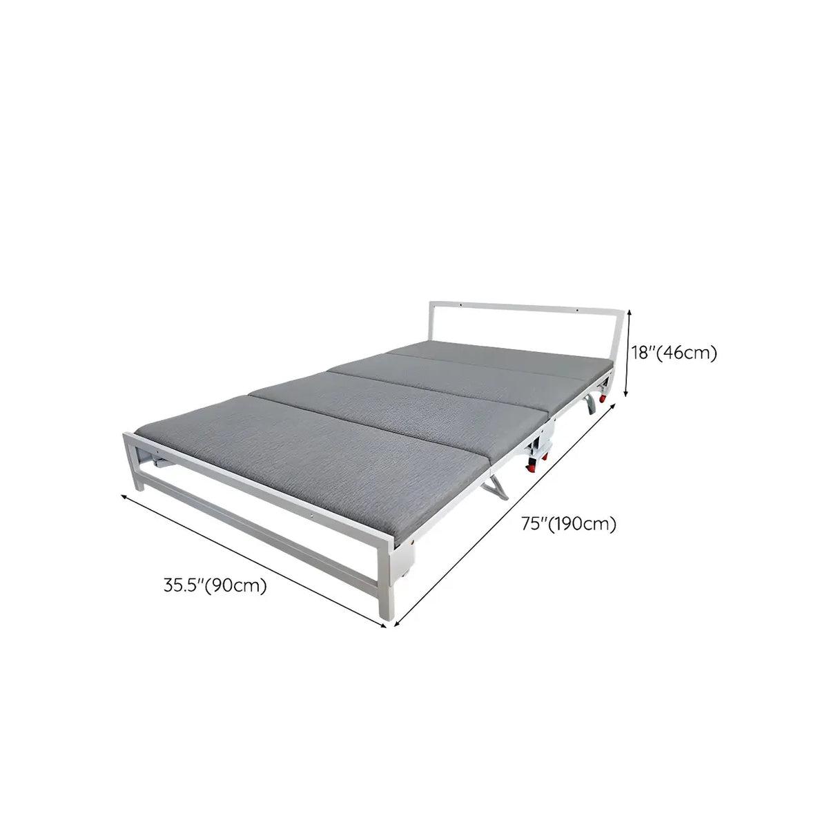 Grey Queen Convertible Metal Folding Bed with Mattress 