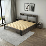 Grey Queen Headboard Wood Storage Bed with Shelves Image - 3