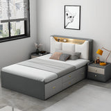 Grey Queen Modern Upholstered Storage Bed with Drawers Image - 3