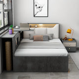 Grey Queen Modern Upholstered Storage Bed with Drawers Image - 4