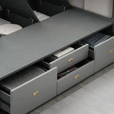 Grey Queen Modern Upholstered Storage Bed with Drawers Image - 6