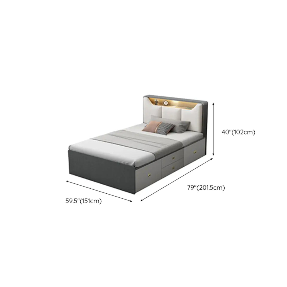 Grey Queen Modern Upholstered Storage Bed with Drawers Image - 9