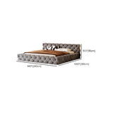 Grey Queen Panel Tufted Upholstered Low Platform Bed Image - 10