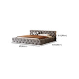 Grey Queen Panel Tufted Upholstered Low Platform Bed #size