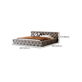 Grey Queen Panel Tufted Upholstered Low Platform Bed Image - 9