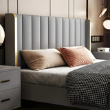 Grey Queen Wingback Faux Leather Upholstered Bed Frame Image - 1