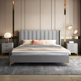 Grey Queen Wingback Faux Leather Upholstered Bed Frame Image - 3