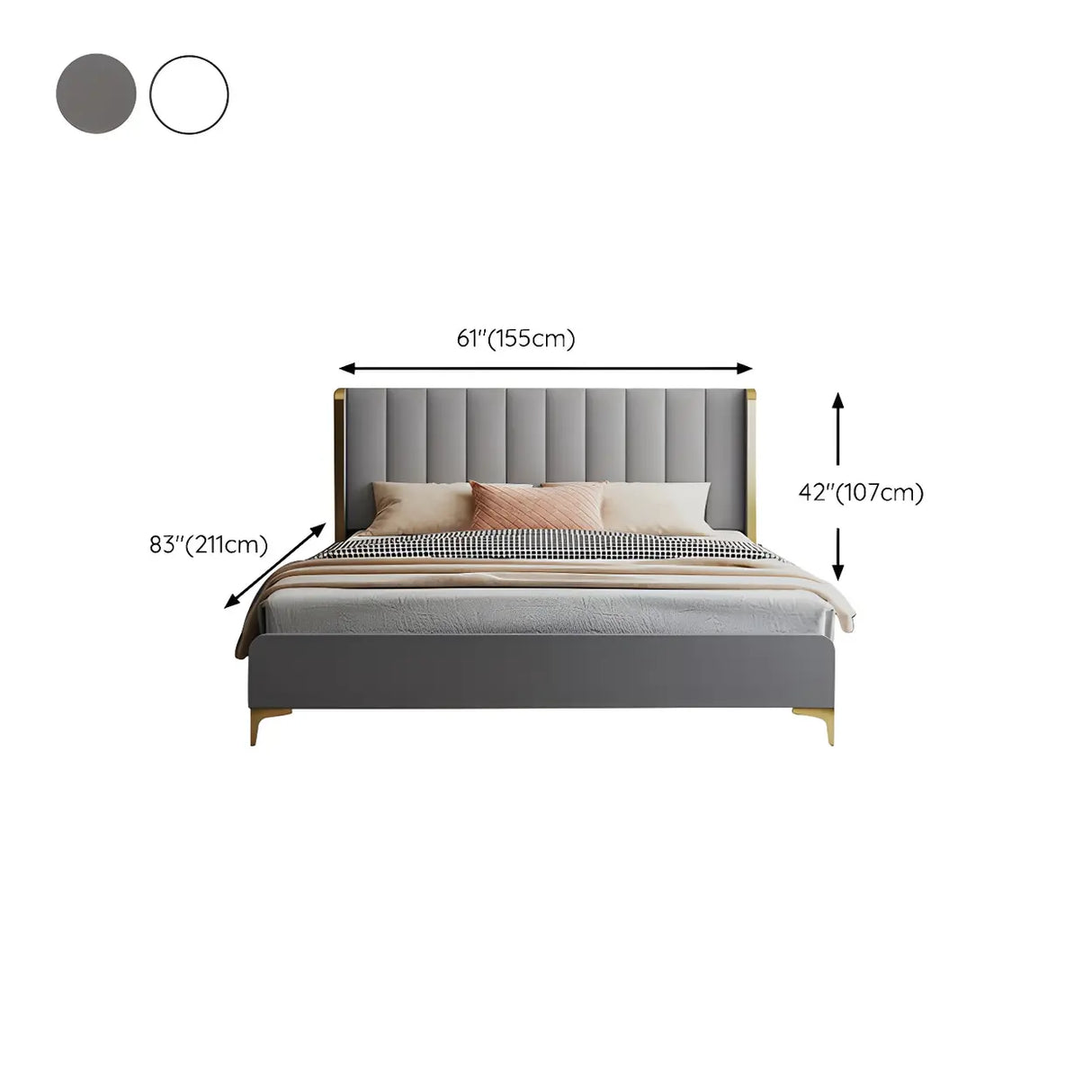 Grey Queen Wingback Faux Leather Upholstered Bed Frame Image - 7