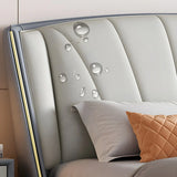 Grey Queen Wingback Leather Upholstered Storage Bed Image - 7