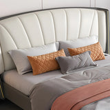 Grey Queen Wingback Leather Upholstered Storage Bed Image - 8