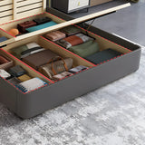 Grey Queen Wingback Leather Upholstered Storage Bed Image - 9