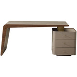Grey Rectangle Leather Long Standard Writing Desk Image - 4