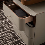 Grey Rectangle Leather Long Standard Writing Desk Image - 7