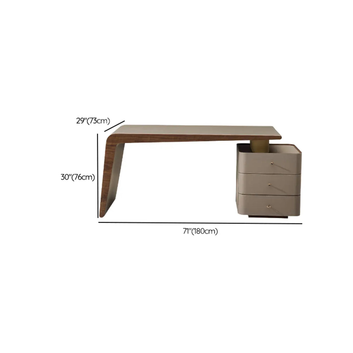 Grey Rectangle Leather Long Standard Writing Desk 